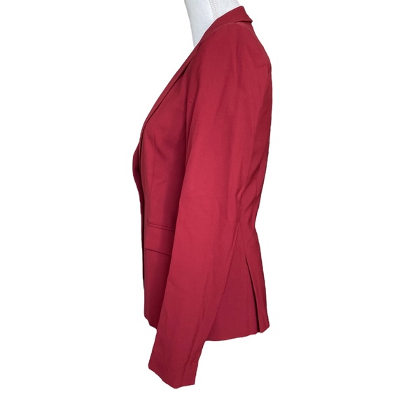 Theory Wool Blazer 4 Gabrielle Tailor Jacket Burgundy Red Single Button Plunging - Picture 5 of 16